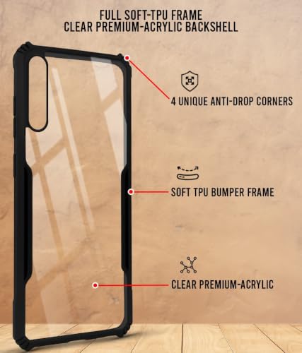 Image of Jkobi Hybrid Back Cover Case for Samsung Galaxy A30s (Shockproof with Polycarbonate Clear Panel | Professional Black)