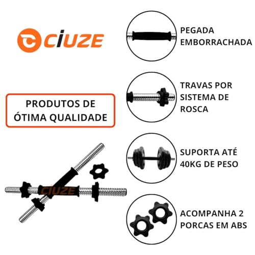 Kit Musculação 40Kg Anilhas E Barras + Corda Treino Em Casa