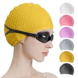 Tripsky Silicone Swim Cap,Comfortable Bathing Cap Ideal for Curly Short Medium Long Hair, Swimming C