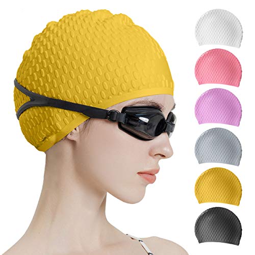 Tripsky Silicone Swim Cap,Comfortable Bathing Cap Ideal For Curly Short Medium Long Hair, Swimming Cap For Women And Men, Shower Caps Keep Hairstyle Unchanged #TOP6