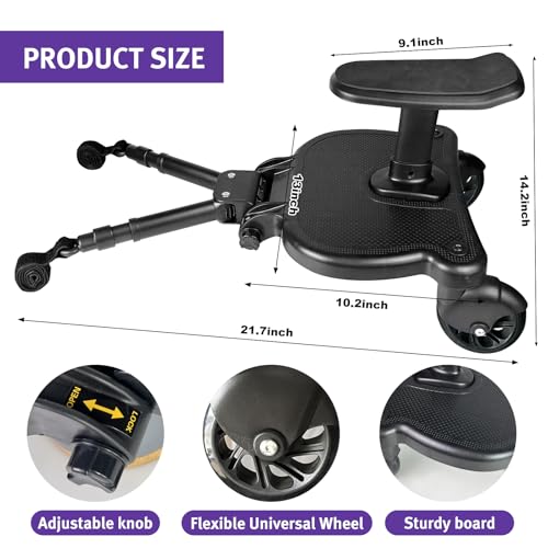 Image of JUANWAN Universal Stroller Board with Detachable Seat - 2 in 1 Sit and Stand Stroller Standing Board for Most Brands of Strollers Holds Children up to 55#Black