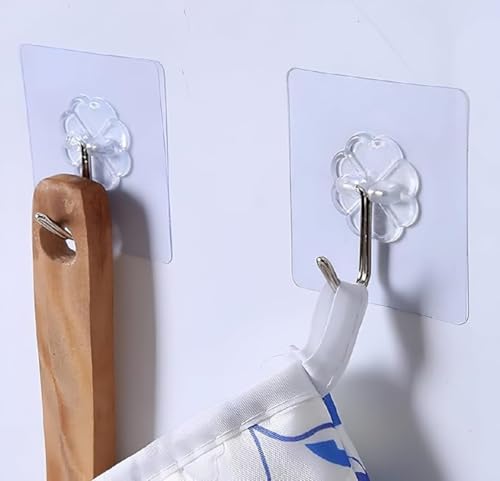 Image of PICKSTORE Heavy Duty Adhesive Wall Hooks - No-Drill Waterproof Hangers for Bathroom, Kitchen, Closet & Entryway | Multi-Purpose Strong Stick-on Hook for Coats, Bags, Keys & Towels (20)