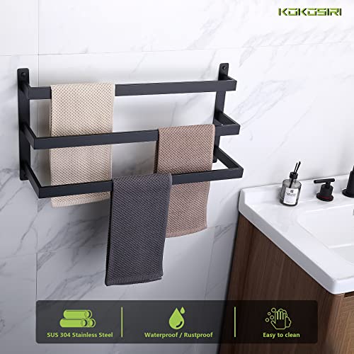 Kokosiri Towel Bars Black Bath Towel Holders Bathroom 3-Tiers Ladder Towel Rails Wall Mounted Towels Shelves Rack Stainless Steel, B5006Bk-L24 #TOP5