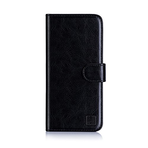 32nd Funda Flip Carcasa de Piel Tipo Billetera para Nokia 1 (2018) con Tapa y Cierre Magnético y Tarjetero - Negro