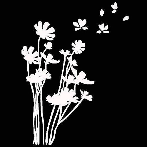 SSNsvj Beautiful Flowers Car Vehicle Body Window Reflective Decals Sticker Decoration White