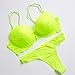 Produktbild Lamp love Dessous-Sets Neon Grün Top Sexy Unterwäsche Set Hot Bras Baumwolle Büstenhalter Frauen Dessous Tanga Set Spitze Plus Größe Push Up BH Höschen Sets (Bands Size : 42, Color : Green-D)