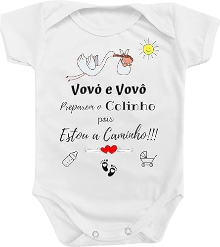 Body Roupa para Bebê Vovô e Vovó Estou a Caminho Anunciação COR:BRANCA;TAMANHO:M