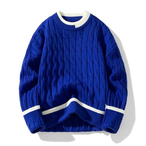 Men's Knit Pullover Sweater Patchwork Style Loose Fit Youthful Vitality Warm Casual Knitwear Fashion Winter Top3