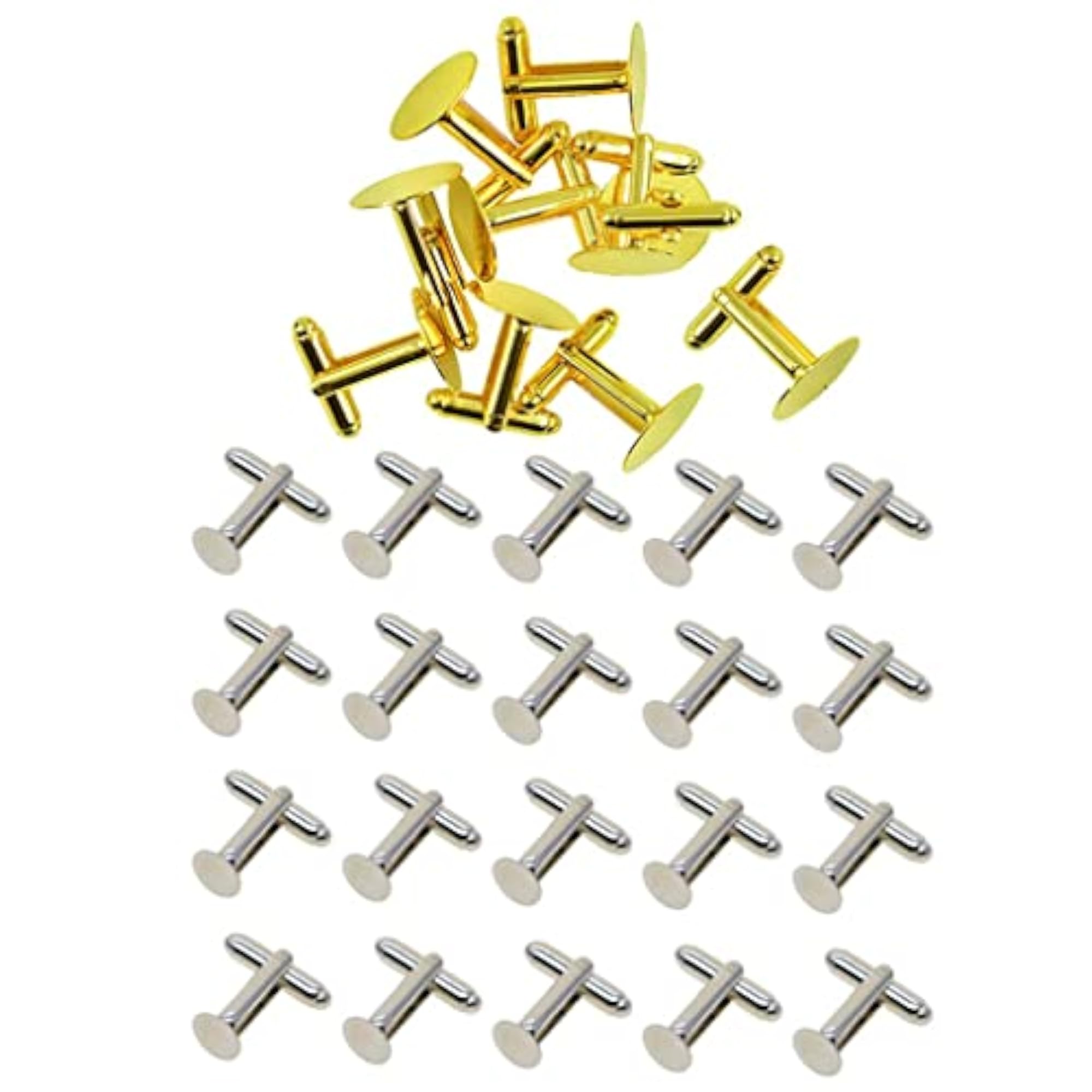 30x Blank Round Cabochon Cuff Link Settings for DIY