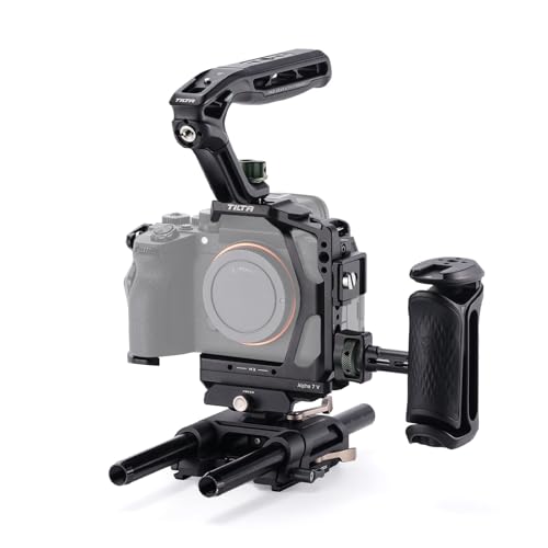 Image of Tilta Camera Cage Pro Kit for Alpha 7V, A7V, A7IV, A7R V | Xeno Top Handle | Adjustable Side Handle | HDMI Cable Clamp | Arca-Swiss Baseplate | 15mm LWS Rod Support | 1/4"-20 & 3/8"-16 Mount | Black