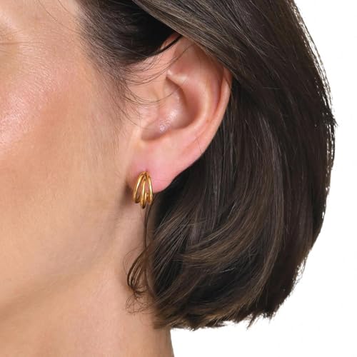 Boucles d'oreilles légères triple rang C anti-douleur oreille percée - 5