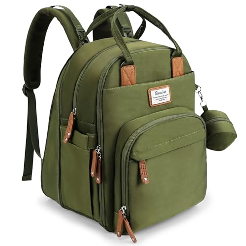 Image of RUVALINO Diaper Bag Backpack-Expandable Baby Bag with up to 50% Capacity -Baby Essentials Bag with Changing Pad Insulated Bottle Holders & Pacifier Case, Waterproof, Army Green XL