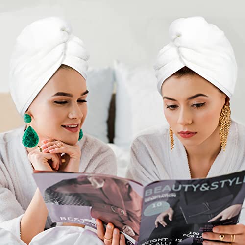 Youlertex Microfiber Hair Towel Wrap For Women, 2 Pack 10 Inch X 26 Inch, Super Absorbent Quick Dry Hair Turban For Drying Curly, Long & Thick Hair (White) #TOP7