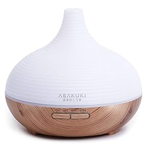 ASAKUKI Aromadiffuser voor geurolieën, 300 ml, premium ultrasone luchtbevochtiger, aromatherapie oliën diffuser met 7…