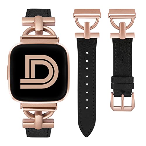 Correa de cuero para Fitbit Versa 2, diseño elegante miniatura 1