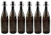 Produktbild mikken 6 x braune Glasflasche 1 Liter mit Bügelverschluss aus Porzellan, inkl Etiketten