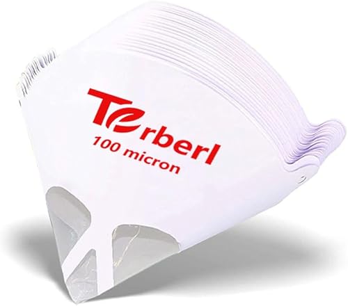 Paquete de 50 coladores de pintura de cono de pintura de 100 micras, filtro de pintura de 100 micrones, cono de filtro de pintura con malla de