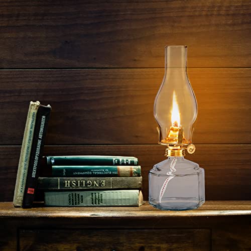 Houselden Large Glass Kerosene Oil Lamps, Lantern Vintage Oil Lamps For Indoor Use Decor Chamber, Hurricane Lamp, Home Lighting Clear Kerosene Lamp Lantern, Classic Vintage Glass. (A-02) #TOP5