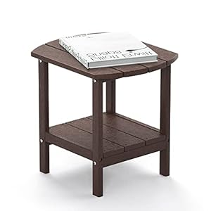 TORVA Patio Adirondack Side Table, Outdoor End Tables All-Weather Resistant HDPE Humidity-Proof Long Time Use for Deck, Lawn,Garden, Porch, Backyard End Table(Brown Color)(2 Tier) TORVA Patio Adirondack Side Table Outdoor End Tables All Weather Resistant HDPE Humidity Proof Long Time Use for Deck LawnGarden Porch Backyard End TableBrown Color2 Tier