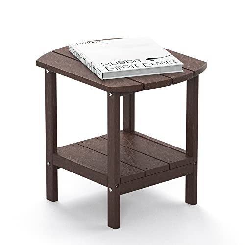 TORVA-Patio-Adirondack-Side-Table-Outdoor-End-Tables-All-Weather-Resistant-HDPE-Humidity-Proof-Long-Time-Use-for-Deck-LawnGarden-Porch-Backyard-End-TableBrown-Color2-Tier TORVA Patio Adirondack Side Table Outdoor End Tables All Weather Resistant HDPE Humidity Proof Long Time Use for Deck LawnGarden Porch Backyard End TableBrown Color2 Tier