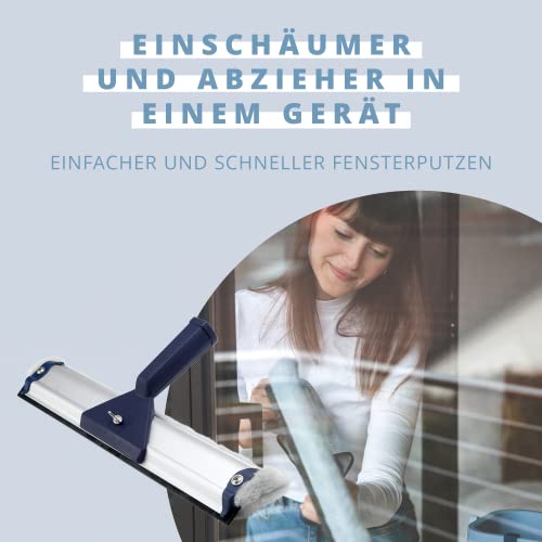 Ha-Ra Fensterwischer Standard 38 cm I All-In-One Abzieher & Einschäumer I großer Fensterwischer I 35 m² Fensterfläche am Stück reinigen mit der Viva-Faser I Qualitätsprodukt