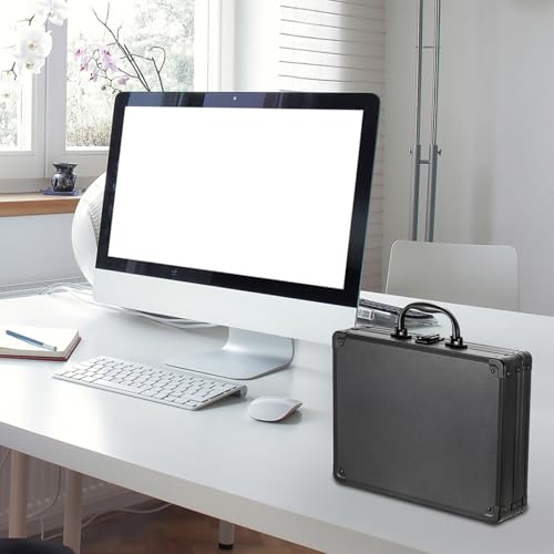 OGANAZI Alu Dokumentenkoffer Abschließbare Aktentasche A4 Aktenkoffer mit Schlüssel Wasserdicht Handkoffer Tragbare Alukoffer Büro Businesskoffer Schwarz Dokumentenbox für Damen und Herren 32x24x7,5cm