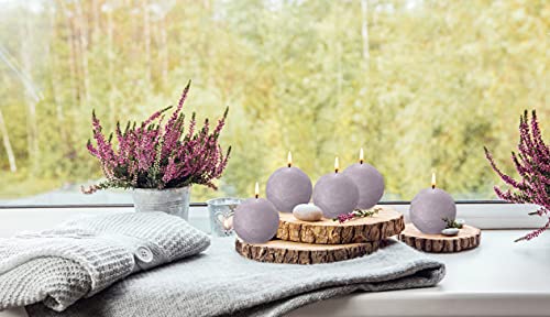 Bolsius 3 Pack Frosted Lavender Rustic Ball Pillar Candles - 3 Inch - Premium European Quality - Natural Eco-Friendly Plant-Based Wax - Unscented Dripless Smokeless 25 Hour Party Décor Candles #TOP7