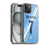 Head Case Designs Officially Licensed Manchester City Man City FC Omar Marmoush 2025/26 Players Home Kit Gel Case [Military Grade] Compatible with Apple iPhone 15 Plus and Compatible with MagSafe