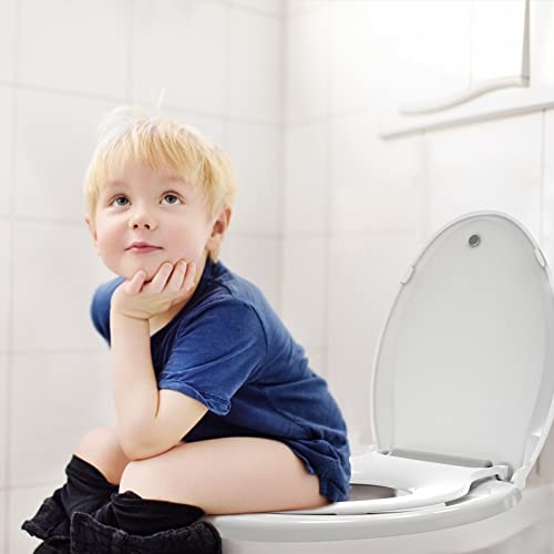 Toilet Seat, Elongated Toilet Seat with Toddler Seat Built in, Potty Training Toilet Seat Elongated Fits Both Adult and Child, with Slow Close and Magnets- Elongated 2 Packs