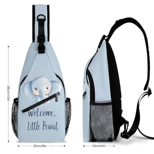 Elephant Welcome Little Peanut Crossbody Sling Backpack Casual Chest Bag Fanny Pack for Women Men Travel Hiking2