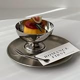 Tissting Edelstahl-Eisbecher, Dessertschalen, klare Eisschalen, Trifle-Schüssel, Servierschalen für Desserts, Eisbecher, Salat, Cocktail, Gewürze (kleine kurze Füße + Gabel)