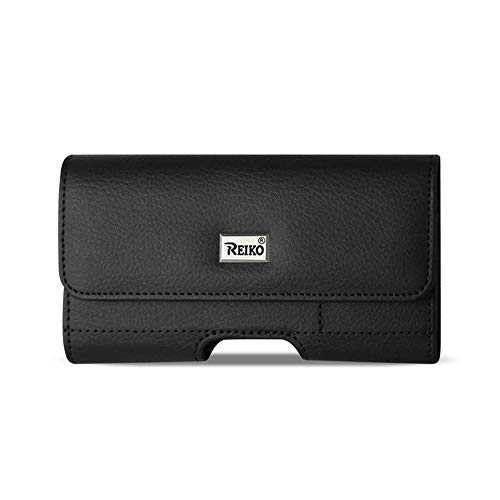 Reiko Horizontal Leather Pouch with Card Holder (6.05X3.18X0.67inch) - Retail Packaging - Black