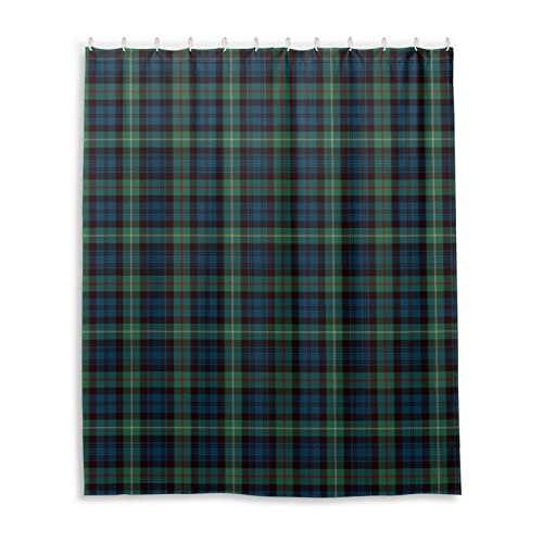 GuoChe Plaid Tartan Shower Curtain Blue Green Shower...