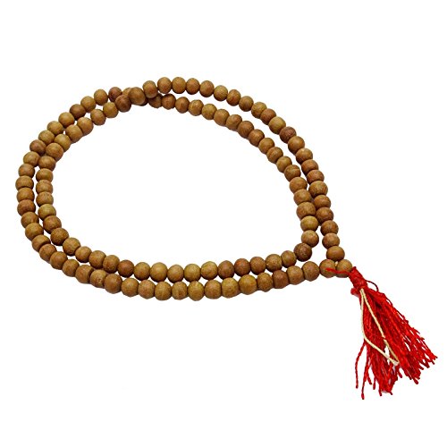 Indianbeautifulart La meditación del Grano de Madera de sándalo Tradicional Japa Mala Marrón Rosario Oración Cover