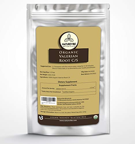 Naturevibe Botanicals Organic Raw Valerian Root Tea Bulk Cut & Sifted (C/S) Loose Tea, 1lb | USDA Certified Organic, Non-GMO and Kosher | Valeriana officinalis L. (16 Ounces)