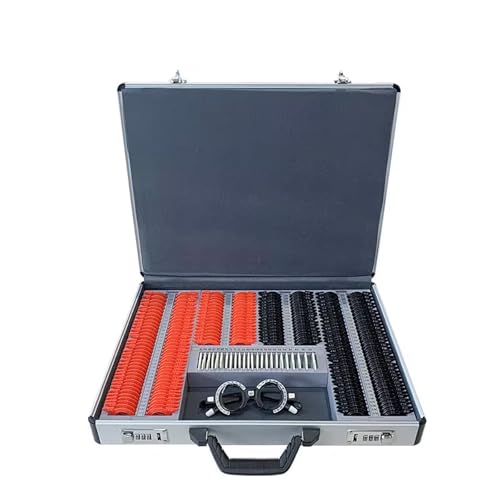Juego de lentes ópticos de prueba – 232 piezas con carcasa de aluminio, kit completo de borde de optometría, marco de prueba ajustable para pruebas de visión de precisión