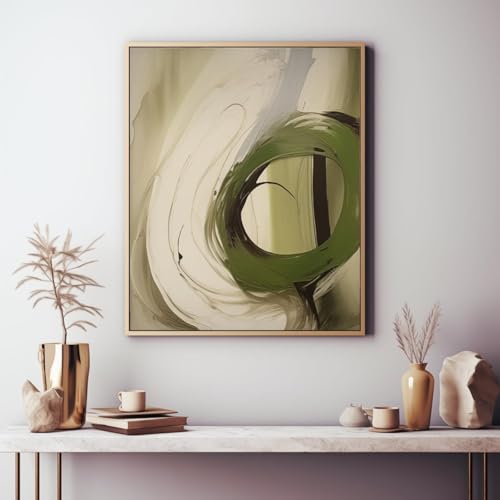 Toile abstraite moderne vert olive 80x110 cm avec cadre XINBAO - 4
