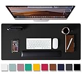 Leather Desk Pad Protector,Mouse Pad,Office Desk Mat, Non-Slip PU Leather Desk Blotter,Laptop Desk Pad,Waterproof Desk Writing Pad for Office and Home (Black,31.5' x 15.7')