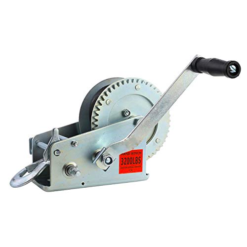 ALAVENTE 3200lbs Hand Winch Crank Cable, Heavy Duty Gear Winch for Trailer, Boat