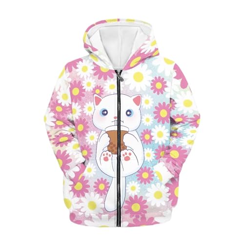 AFPANQZ Kids Zip Up Hoodies Unisex Full Zipper Hoodies Sweatshirt with Front Pocket Athletic Tops Hoodies Coat S-XL