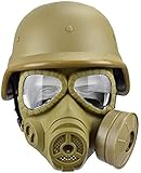GuoYq M88 Tactical Helm, Airsoft Spiel CS Army War, Schneller Kampf mit Schutzbrille, BB Spiel Gesichtsschutz, CS Spiele Maske, Schutzhelm für Airsoft Paintball für Outdoor-Sportarten Khaki
