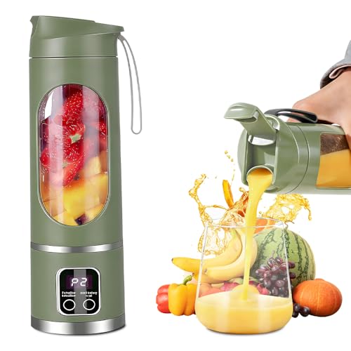 Mixeur Smoothie Portable 450 ML, SGZIOO Blender Portable Smoothie, Rechargeable Mini Blender smoothie avec 12 Lames, Écran LED, pour la Préparation de...