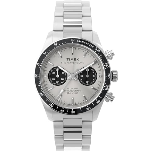 Image of TIMEX Waterbury Heritage Analog Silver Round Dial & Silver Stainless Steel Bracelet Band Water Resistant Men's Wrist Watch - TW2Y19200IK
