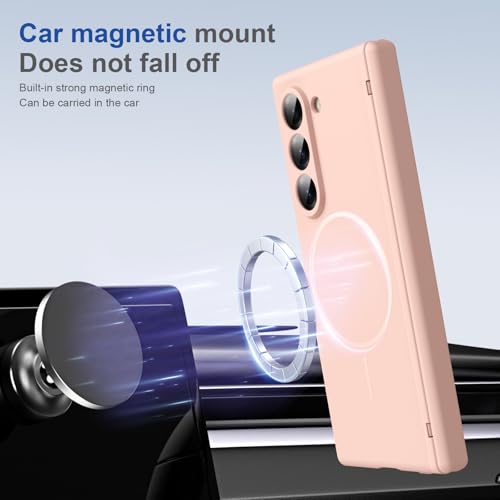 Coque silicone pour Samsung Z Fold6 rose à induction magnétique stable