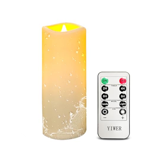 Image of YIWER Outdoor Flameless Candles, Battery Operated LED Pillars Candle, Electric Fake Waterproof Candles Set of 1 with Remote, Halloween, Christmas Decorations