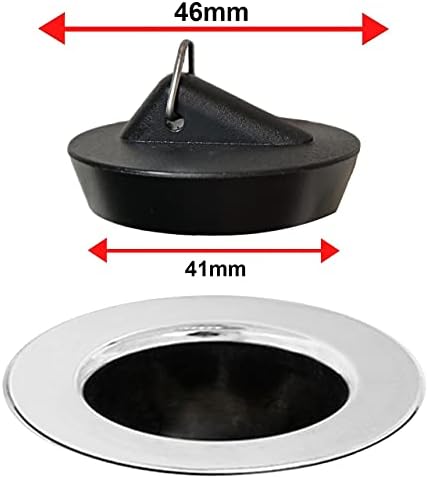 Tomario 2 Pack Universal Sink Plug Stainless Ball Chain with Hook for Kitchen Bath Sink Drain Stopper Plug (44mm, Drain Plug Size Between 45.5 to 42 mm)