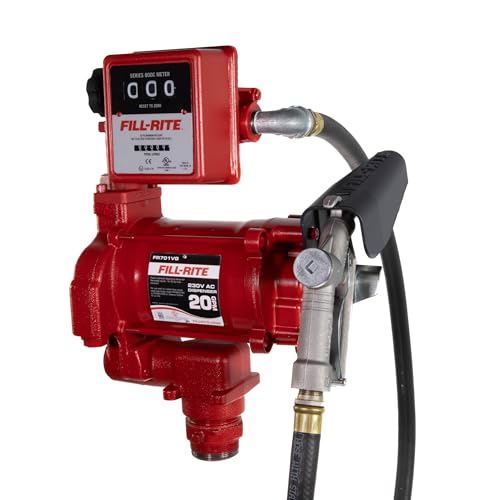 Image of Fill-Rite FR701VGL 220V 50 /60Hz AC Pump, 3 /4 inchx12' Hose, 1 inch Manual Nozzle, 807CL Meter Liter