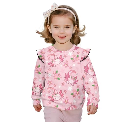 Girls Sweatshirts Casual Long Sleeve Crew Neck Pullover Shirts Fall Winter School Sports Tops for Kids 1-8 Years