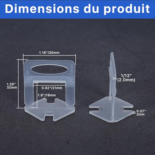 Kit nivellement carrelage 2mm croisillon autonivelant cale pince carreleur