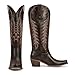 wetkiss Brown Cowboy Boots for Women Knee High Cowgirl Boots Retro Embroidered Chunky Heels Pointed Toe Western Long Tall Boot Pull On (Brown Size8)